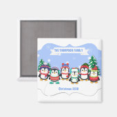 Cute Personalized Six Penguins kerstmagneet Magneet (Voorkant / Achterkant)
