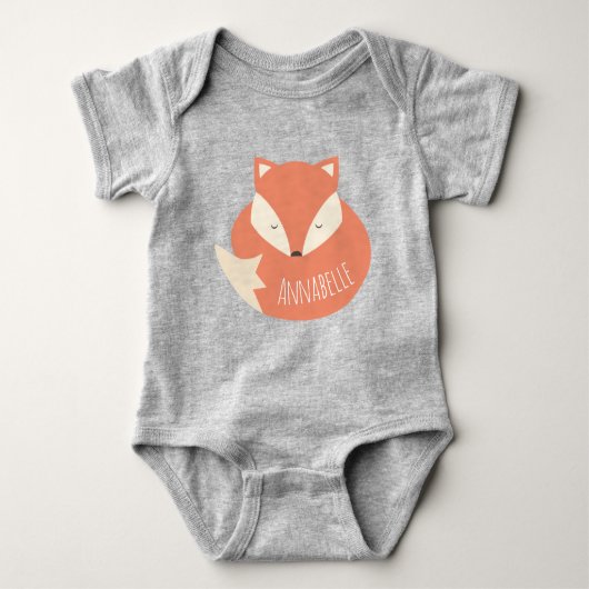 Cute Personalized Sleeping Fox Romper (Voorkant)