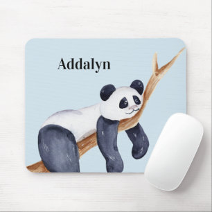 Cute Personalized Sleepy Panda Bear in Tree Muismat
