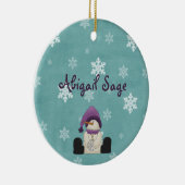 Cute Personalized Snowman in Bossen Kerstmis Keramisch Ornament (Rechts)