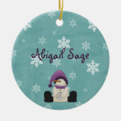 Cute Personalized Snowman in Bossen Kerstmis Keramisch Ornament (Voorkant)