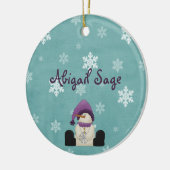 Cute Personalized Snowman in Bossen Kerstmis Keramisch Ornament (Links)