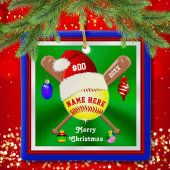 Cute Personalized Softball-kerstsieraden Keramisch Ornament