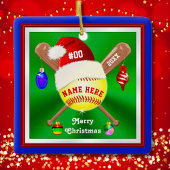 Cute Personalized Softball-kerstsieraden Keramisch Ornament