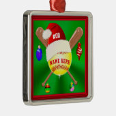 Cute Personalized Softball-kerstsieraden Metalen Ornament (Rechts)