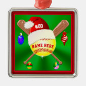 Cute Personalized Softball-kerstsieraden Metalen Ornament (Voorkant)