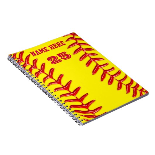 Cute PERSONALIZED Softball-laptops, JOUW TEKST Notitieboek (Rechterzijde)
