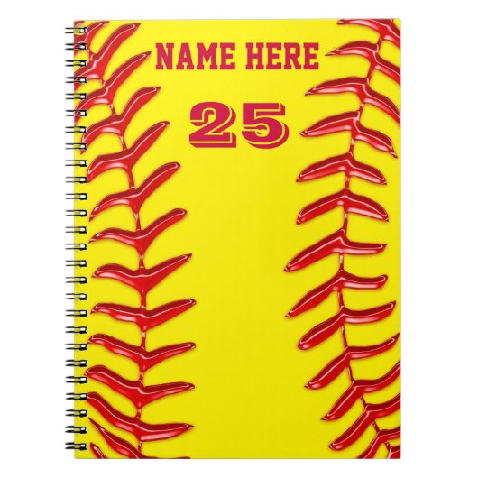 Cute PERSONALIZED Softball-laptops, JOUW TEKST Notitieboek (Voorkant)