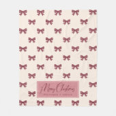 Cute Personalized Striped Bow Pattern Christmas Fleece Deken (Voorkant)