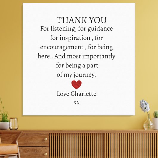 cute personalized thank you love canvas afdruk (Insitu (Woonkamer))