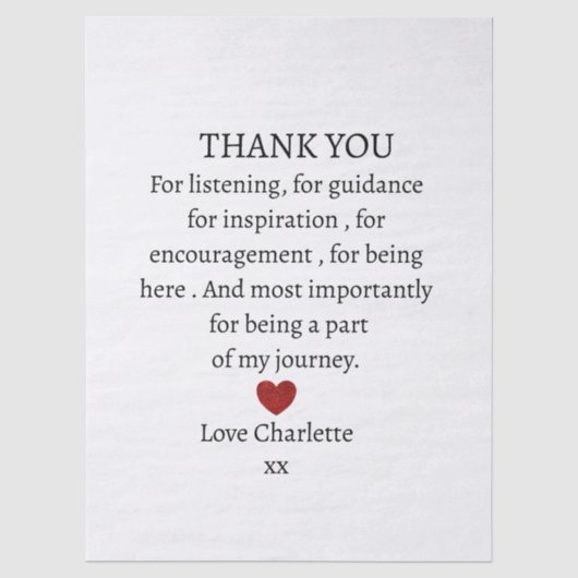 cute personalized thank you love tissuepapier (Voorkant)
