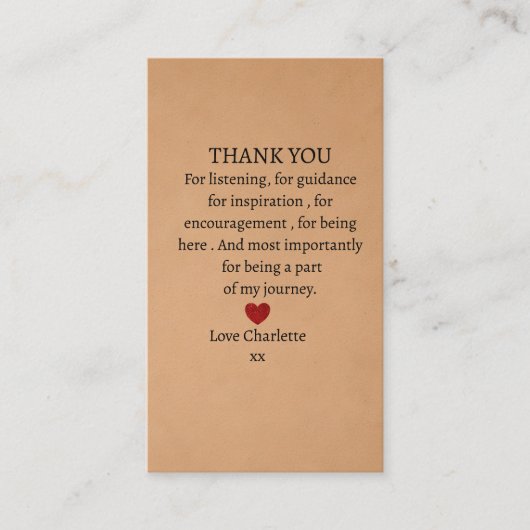 cute personalized thank you love  visitekaartje (Voorkant)