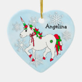 Cute Personalized Unicorn Girl's Name Kerstmis Keramisch Ornament (Voorkant)