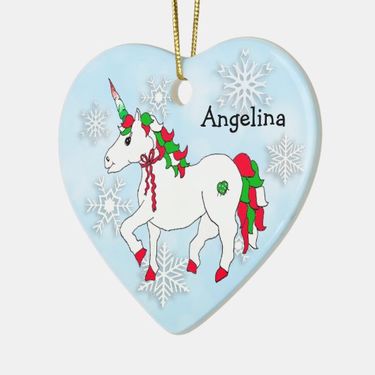 Cute Personalized Unicorn Girl's Name Kerstmis Keramisch Ornament (Links)