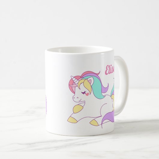Cute Personalized Unicorn Mok Magical Pastel (Voorkant rechts)
