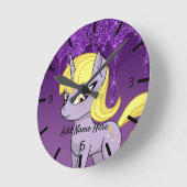 Cute Personalized Unicorn Ronde Klok (Hoek)
