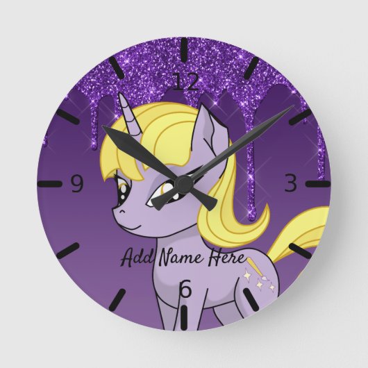 Cute Personalized Unicorn Ronde Klok (Voorkant)