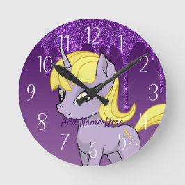 Cute Personalized Unicorn Ronde Klok