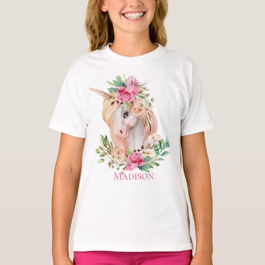 Cute Personalized Unicorn T-shirt (Voorkant)