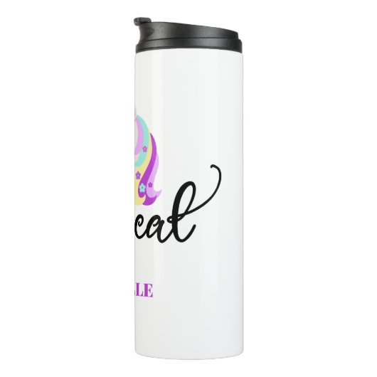 Cute Personalized Unicorn Thermal Tumbler Thermosbeker (Geroteerd rechts)
