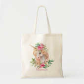 Cute Personalized Unicorn Tote Bag (Voorkant)