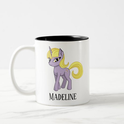 Cute Personalized Unicorn Two-Tone Coffee Mok (Links)