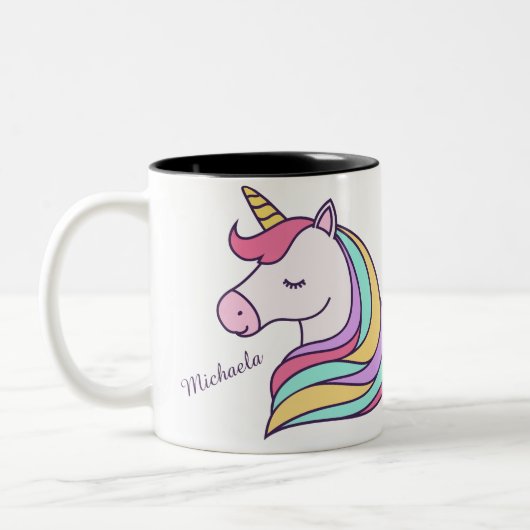 Cute Personalized Unicorn Two-Tone Coffee Mok (Links)