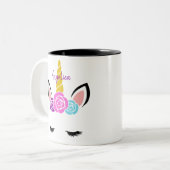 Cute Personalized Unicorn Two-Tone Coffee Mok (Voorkant links)
