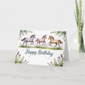 Cute Personalized Watercolor Horse Birthday Kaart (Voorkant)