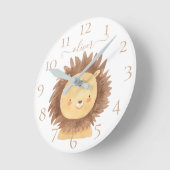 Cute Personalized Waterverf Lion Baby Nursery Kind Ronde Klok (Hoek)