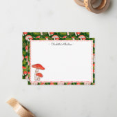 Cute Personalized Waterverf paddenstoel Notitiekaartje (Voorkant / Achterkant in situ)