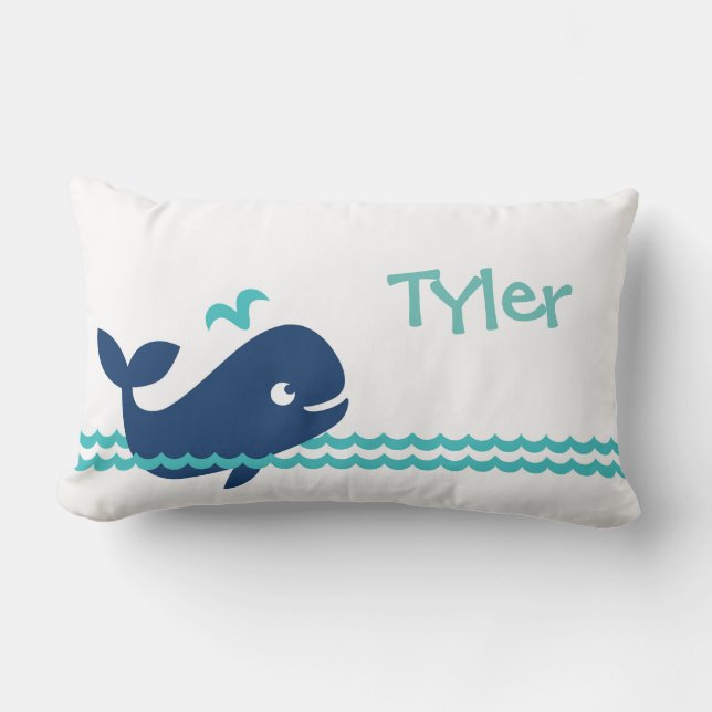 Cute Personalized Whale Pillow Kussen (Voorkant)