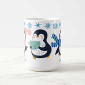 Cute Personalized Winter Penguin Snowflake Holiday Koffiemok (Center)
