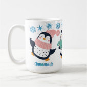 Cute Personalized Winter Penguin Snowflake Holiday Koffiemok (Links)