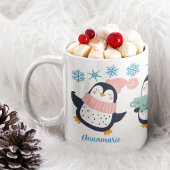 Cute Personalized Winter Penguin Snowflake Holiday Koffiemok