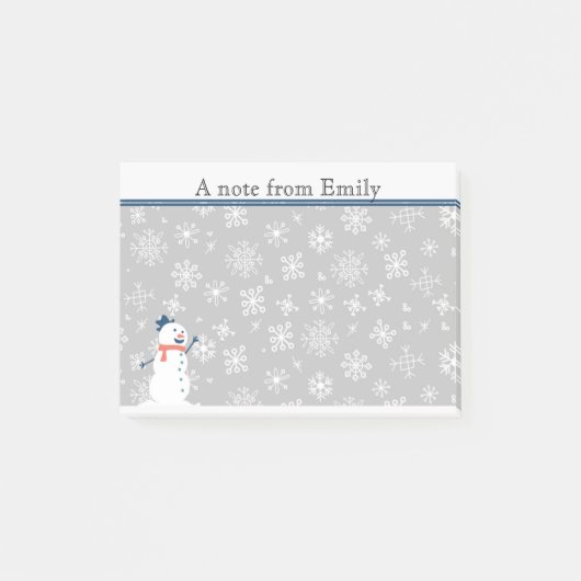 Cute Personalized Winter Snow/Snowman Post it Post-it® Notes (Voorkant)