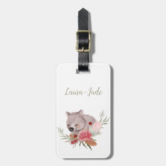 Cute Personalized Wombat Bagagelabel (Voorkant verticaal)