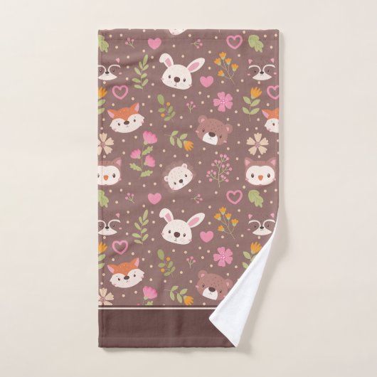 Cute Personalized Woodland Animals Pattern Bad Handdoek (Handdoek)