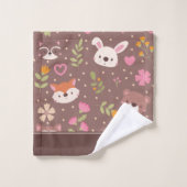 Cute Personalized Woodland Animals Pattern Bad Handdoek (Wasdoekje)