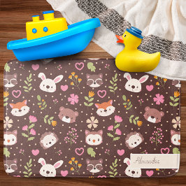 Cute Personalized Woodland Animals Pattern Badmat