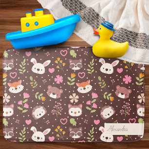 Cute Personalized Woodland Animals Pattern Badmat