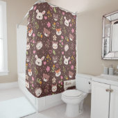 Cute Personalized Woodland Animals Pattern Douchegordijn (In situ)