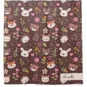 Cute Personalized Woodland Animals Pattern Douchegordijn (Voorkant)