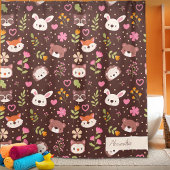 Cute Personalized Woodland Animals Pattern Douchegordijn