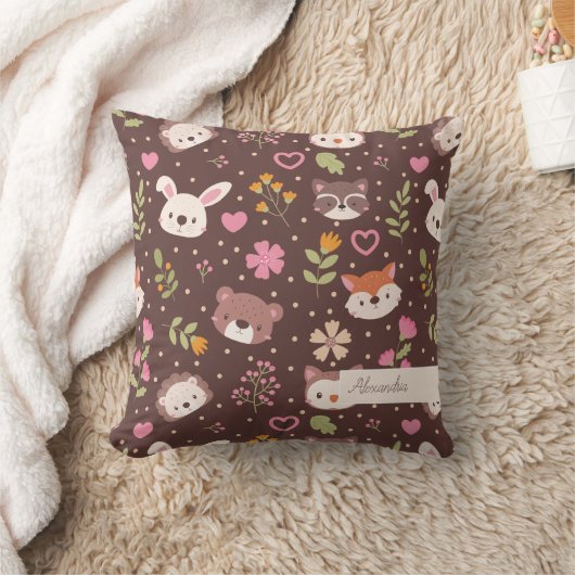 Cute Personalized Woodland Animals Pattern Kinder Kussen (Deken)