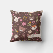 Cute Personalized Woodland Animals Pattern Kinder Kussen (Achterkant)