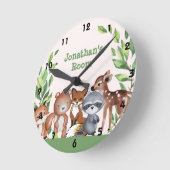 Cute Personalized Woodland Animals  Ronde Klok (Hoek)