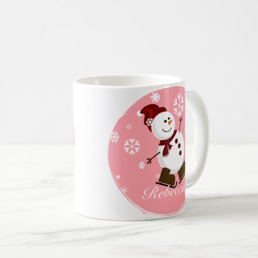 Cute Personalized Xmas Snowman Koffiemok (Voorkant rechts)