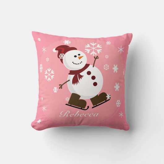 Cute Personalized Xmas Snowman Kussen (Voorkant)