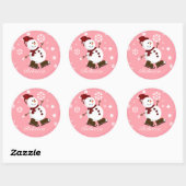 Cute Personalized Xmas Snowman Ronde Sticker (Vel)